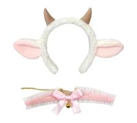 COACOM 1 Morceau De Bande De Klaxon De Mouton Et 1 Morceau De Col, Bandeau en Peluche Mignon, Accessoires De Performance De Scène, Accessoires De Cheveux De Vinaigrette pour Enfants.