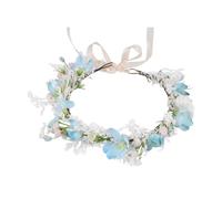 COACOM 1 Morceau De Guirlande Bleu Et Blanc, Bandeau De Fleurs Simulé Créatif, Accessoires De Cheveux À Lacets Réglables, Accessoires De Prise De Vue, Décoration De Coiffure Nuptiale.
