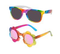 COACOM 1 Morceau De Lunettes Colorées Et 1 Morceau De Verres De Fleurs, Verres De Design Créatifs, Lunettes De Soleil pour Enfants, Lunettes De Soleil À La Mode, Fournitures De Voyage en Plein Air.
