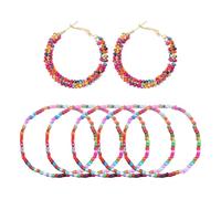 COACOM 1 Paire De Boucles d'oreilles en Perles Bohèmes Et 5 Bracelets, Style Frais D'Été, Étui Léger Montrant Le Tempérament, Accessoires De Mode, Vêtements De Voyage.