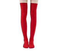 COACOM 1 paire de chaussettes hautes élastiques pour femme - Chaudes, décontractées, hautes et élastiques (rouge)