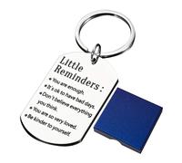COACOM 1 petit porte-clés souvenir, 1 boîte à bijoux, pendentif créatif inspirant, cadeau inspirant, cadeau avec énergie positive, cadeau pour la santé mentale, argenté, Extra breit