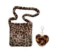 COACOM 1 Sac À Bandoulière À Motif Léopard, 1 Décoration Suspendue En Forme De Cœur, Moelleuse Peluche, Personnalité Créative, Sac À La Mode Et À La Mode Pour Femmes.