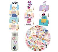 COACOM 10Pcs Cartes De Voeux d'anniversaire en Trois Dimensions, 90 Autocollants Mignons, Cartes d'anniversaire Pliables, Autocollants Graffiti Imperméables.