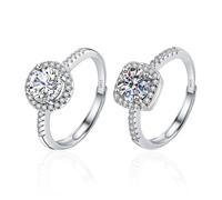COACOM 2 Bagues Imitation Moissanite, Alliances pour Couples, Bijoux Tendance Imitation Diamant, Accessoires De Tous Les Jours pour Femmes.