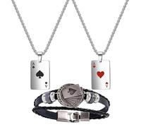 COACOM 2 Chaînes pour Hommes Et 1 Bracelet, Style Hip Hop Rock, Forme Punk Gothique, Accessoires Assortis pour Le Streetwear, Design Pendentif Amour Et Pique.