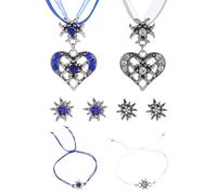 COACOM 2 Ensembles De Bijoux Edelweiss, Collier Pendentif Amour, Bracelet Tissé Simple, Boucles d'oreilles Classiques pour Femmes, Accessoires Vestimentaires Traditionnels De L'Oktoberfest.