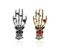 COACOM 2 Morceaux De Broche en Diamant, Broche À Main du Crâne, Bijoux De Style Punk Rétro, Bijoux De Personnalité Créatif, Accessoires De Vêtements.