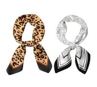 COACOM 2 Morceaux D'Écharpe Carrée En Soie D'Imitation, Personnalité Créative, Écharpe Carrée Imprimée Multifonction, Écharpe À La Mode Pour Femmes, Doux Et Confortables, Des Banderoles De Sacs.