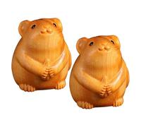 COACOM 2 Morceaux D'Ornements en Bois De Souris, Animaux De Dessin Animé Mignons, Ornements De Bureau Créatifs, Décoration Pratique, Mini Accessoires De Maison.
