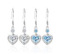 COACOM 2 Paires De Boucles d'oreilles en Forme De Cœur, Boucles d'oreilles en Strass, Boucles d'oreilles Élées, Boucles d'oreilles en Forme De Cœur Romantiques, Boucles d'oreilles pour Femmes.