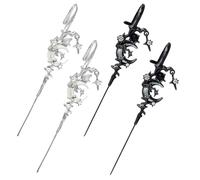 COACOM 2 Paires De Boucles d'oreilles Étoiles Et De Lune, Boucles d'oreilles Rétro, Boucles d'oreilles À La Mode Et Personnalisées, Bijoux De Style Punk, Accessoires De Vêtements.