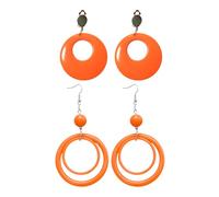 COACOM 2 Paires De Boucles d'oreilles Orange, Boucles d'oreilles Creux Rondes, Boucles d'oreilles De Personnalité Rétro, Accessoires De Vêtements, Bijoux pour Femmes.
