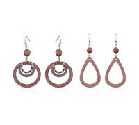 COACOM 2 Paires De Boucles d'oreilles Rondes Ethniques Rétro, Style Bohème, Boucles d'oreilles Pendantes À La Mode, Matériau en Bois, Cadeaux De Bijoux pour Femmes.