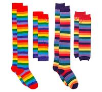 COACOM 2 Paires De Chaussettes À Rayures Colorées Et 2 Paires De S À Rayures Colorés, des S De Personnalité Élés, des Accessoires De Vêtements, des Chaussettes Élastiques Et Confortables.
