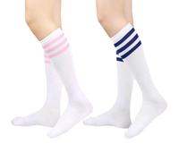 COACOM 2 Paires De Chaussettes À Tube Central Rayées, Les Filles Qui Effectuent Des Chaussettes De Mollet, Des Chaussettes Anti-Sweat Décontractées, Adaptées Aux Vêtements Quotidiens.