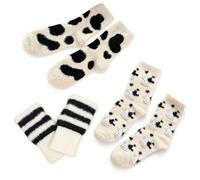 COACOM 2 Paires De Chaussettes De Tache De Vache Et 1 Paire De S, Polaire De Vison Chaude, Chaussettes De Couchage Paresseuses Mignonnes Pour Femmes, Adaptées À La Maison Et Au Sommeil.