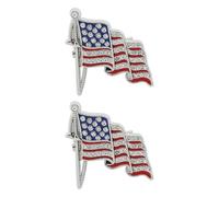 COACOM 2 Pièces Broche De Drapeau Américain, Épingle À Col en Strass en Métal Créative, Mode Classique, Universel pour Hommes Et Femmes, Accessoires De Vêtements De Fête Américains.