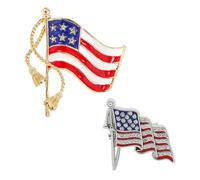 COACOM 2 Pièces Broche De Drapeau Américain, Tendance De La Personnalité, Créativité Classique, Corsage en Strass en Métal, Universel pour Hommes Et Femmes, Accessoires De Vêtements De Fête.