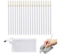 COACOM 20 Stylos À Charbon De Bois Blanc, Sac De Rangement 1 Pièce, Outil D'Étudiant Outil De Croquis Multifonctionnel, Crayons De Croquis De Peinture Esthétique Bricolage, Cadeau d'artiste.