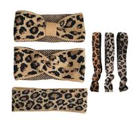 COACOM 3 Bandeaux À Imprimé Léopard Et 3 Bandeaux du Même Style, Accessoires Élastiques À Motif Animal, Style Rétro À La Mode, Adaptés À La Coiffure Tressée Et Au Caoutchouc pour Cheveux De Sport.