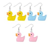 COACOM 3 Paires De Boucles d'oreilles, Canards Tridimensionnels, Simulations d'animaux Amusants Et Mignons (Jaune, Bleu, Rose)