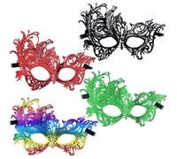 COACOM 4 Masques De Dentelle De Fête De Bal, Rubans Réglables, Accessoires De Maquillage À Moitié Couverts, Adaptés Aux Jeux De Rôle.