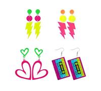COACOM 4 Paires De Boucles d'oreilles en Acrylique Néon, Boucles d'oreilles De Style Vintage, Pendentifs De Tonnerre Fluorescents Personnalisés, Accessoires De Fête De Bal.