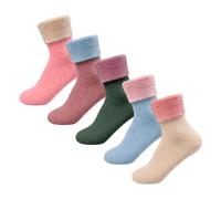 COACOM 5 paires de chaussettes chaudes, chaussettes chaudes en laine tricotée, chaussettes chaudes épaisses pour femmes, chaussettes en peluche confortables, chaussettes chaudes épaisses pour l'hiver,