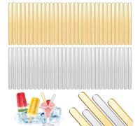 COACOM 60 Bâtons De Popsicle Acrylique, Créatifs Et Durables, Réutilisables, Accessoires De Crème Glacée À Popsicle Maison Bricolage, Or Et Argent.