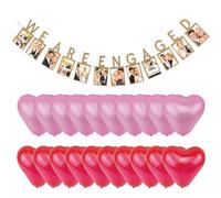 COACOM Album De Fiançailles 1 Pièce Pull Flag, 20 Morceaux De Ballons en Latex en Forme De Cœur, Personnalité Créative, Décoration De Fête De Fiançailles De Mariage.