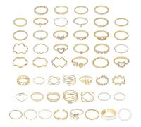 COACOM Ensemble De Bagues en Or De 50 Pièces Empilées avec des Bagues pour Femmes, Un Design De Personnalité Irrégulier, des Accessoires De Bijoux Fantaisie.