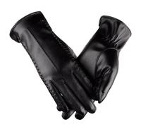 COACOM Gants en Cuir Noir pour Femme - Chauds, Tactiles, pour la Conduite, le Cyclisme, les Promenades et le Shopping - Taille Unique