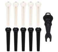 COACOM Lot de 10 chevilles de chevalet de guitare, 1 extracteur de chevilles de chevalet, chevilles de cordes de guitare, chevilles de guitare acoustique, écrous d'extrémité de cordes de guitare (noir