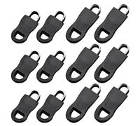 COACOM Lot de 12 accessoires de rechange pour languettes de traction antidérapantes, porte-languette, vêtements, fermetures éclair pour sacs d'école, poignées amovibles (Noir)