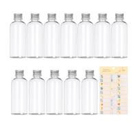 COACOM Lot de 12 Bouteilles de Vin (60 ml) Avec Jeu d'Autocollants Flamant Rose - En Plastique, Mini Bouteilles d'Alcool Pour Jus, Gingembre - Couvercle Inclus