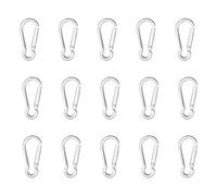 COACOM Lot de 15 mousquetons - Diamètre du fil : 4 mm - Noir ou argenté - Petit mousqueton - Mini mousqueton en aluminium robuste - Pour le camping, la randonnée, les voyages et plus encore
