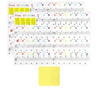 COACOM Lot de 2 autocollants pour clavier de piano avec 1 chiffon de nettoyage, autocollants pour clavier de musique, noirs et blancs, 88 touches, réutilisables, pour claviers blancs