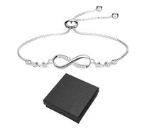 COACOM Lot de 2 bracelets tendance pour femme - En argent serti de diamants - Réglables - Convient pour les cadeaux et un usage personnel, Acier allié