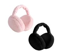 COACOM Lot de 2 cache-oreilles en peluche pour femme, noirs et roses, réglables, pliables pour garçons, automne et hiver, cache-oreilles pour femmes, unisexe, convient pour Thanksgiving, Halloween,