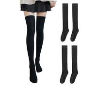 COACOM Lot de 2 chaussettes hautes en pur coton - Antidérapantes - Haute élasticité - Pour toutes les occasions - Noir, Noir , 41