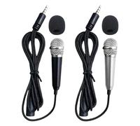 COACOM Lot de 2 mini microphones avec câble - Microphones karaoké, métalliques adaptés pour téléphones portables et ordinateurs portables