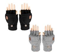 COACOM Lot de 2 paires de gants thermiques à rabat - En polaire - Unisexe - Noir et gris, gris, no