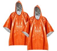 COACOM Lot de 2 ponchos de pluie d'urgence, maintien de la chaleur et de pluie, équipement d'urgence de plein air, manteau de pluie avec capuche, pour l'extérieur, l'alpinisme, le cyclisme, la