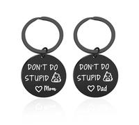COACOM Lot de 2 porte-clés noirs, porte-clés ronds tendance et pratiques, porte-clés d'amour de maternité, cadeaux innovants et intéressants pour les garçons et les filles., Noir , Runde Karte 30 mm