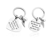 COACOM Lot de 2 porte-clés, porte-clés d'amitié, porte-clés Bestie, porte-clés à perles, pendentif rond, porte-clés meilleur ami, argenté, 25mm