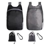 COACOM Lot de 2 sacs à dos pliables ultra légers - Capacité de 22 litres - Étanche - Mini sac à dos portable - Idéal pour la randonnée, le camping et d'autres activités de plein air, Noir , taille