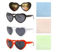 COACOM Lot de 3 paires de lunettes de soleil 3D en forme de cœur avec 3 chiffons pour sapin de Noël, pour spectacles de lumière, fêtes de Noël (noir, blanc, rouge)