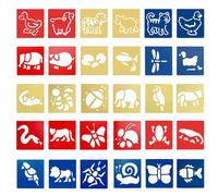 COACOM Lot de 30 modèles de dessin pour enfants, modèles de forme à dessiner, modèles pour enfants, rouleaux de griffonnage, modèles d'animaux réutilisables (15 x 14 cm), Couleur