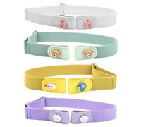 COACOM Lot de 4 ceintures élastiques, drôles de dessin animé pour enfants, ceinture sans boucle, ceinture élastique réglable invisible, ceinture élastique sans boucle, multicolore, taille unique